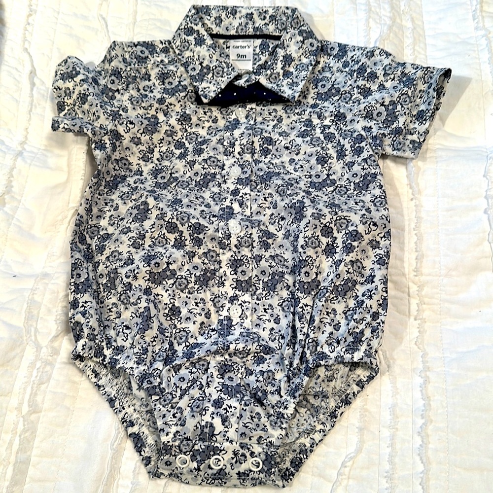 Carters, button down, onesie, floral
